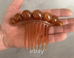 Rare Peigne de Chignon en Ambre XIXeme Siècle Époque Napoléon III