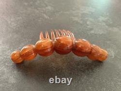 Rare Peigne de Chignon en Ambre XIXeme Siècle Époque Napoléon III