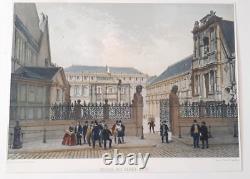 Rare grande lithographie Palais des beaux-Arts Paris Belle Epoque XIXème