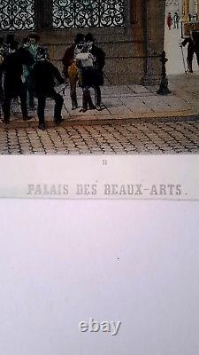 Rare grande lithographie Palais des beaux-Arts Paris Belle Epoque XIXème
