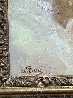 Rare tableau Alphonse Pellet signé fin XIXème portrait Belle Epoque huile / bois