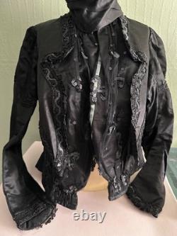 Rare veste Belle Époque satin noir jais & sequins Lisse & Cie Chaumont c. 1900