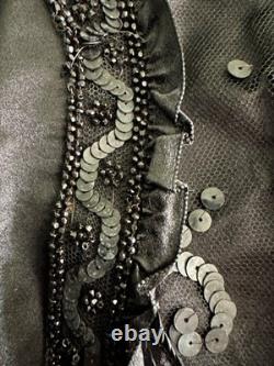 Rare veste Belle Époque satin noir jais & sequins Lisse & Cie Chaumont c. 1900