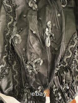 Rare veste Belle Époque satin noir jais & sequins Lisse & Cie Chaumont c. 1900