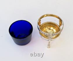 SALERON Salière Argent Massif et Cristal bleu Epoque Empire XIXème Siècle SALERON Salière Argent Massif et Cristal bleu Epoque Empire XIXème Siècle