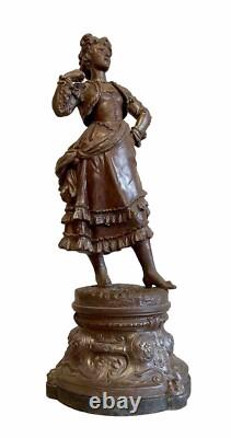 SCULPTURE EN FONTE D'ART DANSEUSE ESPAGNOLE HAUTEUR 65 cm ÉPOQUE NAPOLÉON III