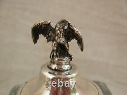 SUPERBE ENCRIER EN CRISTAL TAILLE ET ARGENT, STYLE EMPIRE, EPOQUE XIXème