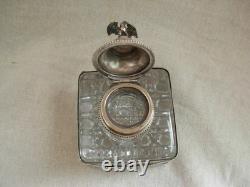 SUPERBE ENCRIER EN CRISTAL TAILLE ET ARGENT, STYLE EMPIRE, EPOQUE XIXème