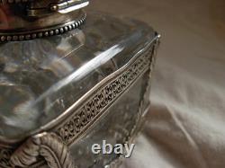 SUPERBE ENCRIER EN CRISTAL TAILLE ET ARGENT, STYLE EMPIRE, EPOQUE XIXème