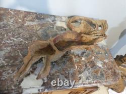 Sanglier Au Cor De Chasse, Sculpture Cynégétique En Terre Cuite, époque XIX ème