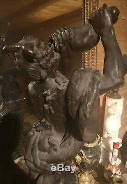 Satyre buvant sculpture en bronze d'après Clodion époque XIX ème siècle