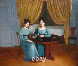 Scène de Genre La Lecture Epoque Charles X Ecole Française du XIXème Huile/Toile