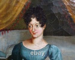 Scène de Genre La Lecture Epoque Charles X Ecole Française du XIXème Huile/Toile