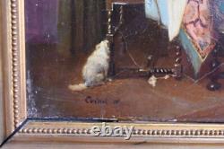 Scène de genre La gouvernante. Peinture époque XIXème par Cornet