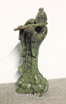 Sculpture Chine musicien en pierre dure verte époque XIXème siècle