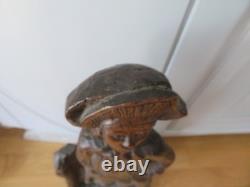 Sculpture Corsaire soldat homme bicorne 18éme Haute époque bois chêne sculpté