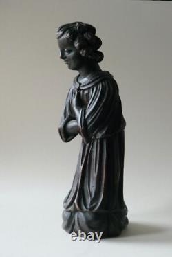 Sculpture ange agenouillé en prière, bois sculpté, style baroque Haute époque