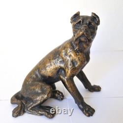 Sculpture animalière chien assis en bronze, époque XIXème