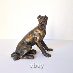 Sculpture animalière chien assis en bronze, époque XIXème