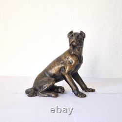 Sculpture animalière chien assis en bronze, époque XIXème