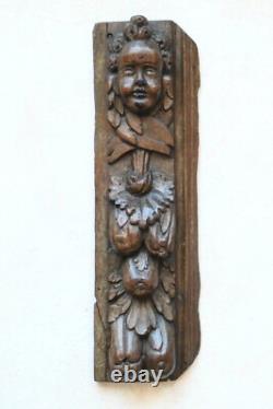 Sculpture baroque 17ème siècle / haute époque, boiserie, tête d'ange haut relief