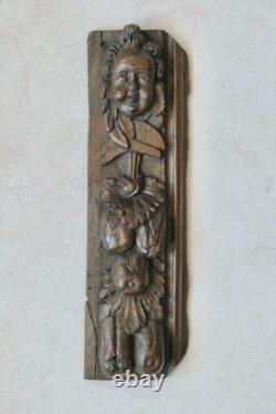 Sculpture baroque 17ème siècle / haute époque, boiserie, tête d'ange haut relief