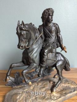 Sculpture en régule représentant Vercingétorix à cheval, époque XIXème siècle