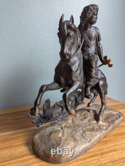 Sculpture en régule représentant Vercingétorix à cheval, époque XIXème siècle