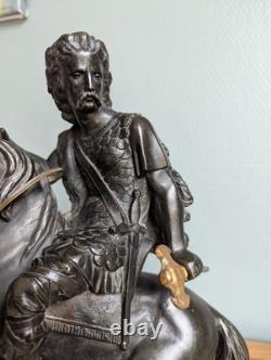 Sculpture en régule représentant Vercingétorix à cheval, époque XIXème siècle