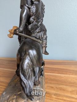 Sculpture en régule représentant Vercingétorix à cheval, époque XIXème siècle