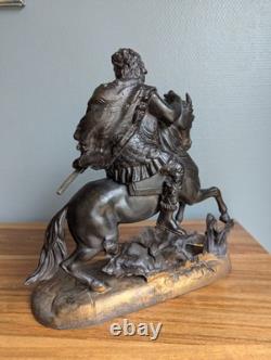 Sculpture en régule représentant Vercingétorix à cheval, époque XIXème siècle