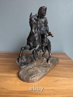 Sculpture en régule représentant Vercingétorix à cheval, époque XIXème siècle