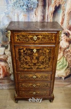 Secrétaire époque XIXeme / marqueterie de bois nobles Style Louis XV