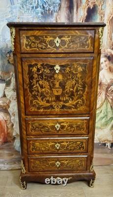 Secrétaire époque XIXeme / marqueterie de bois nobles Style Louis XV