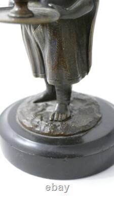 Statuette En Bronze, Porte Encens, Homme Noir, Nubien, époque XIX ème Siècle