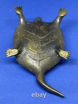 Sublime Statuette Tortue Chine Époque Fin XIX Début XX Eme Siècle En Bronze