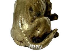 Sujet Animalier en Bronze Doré Chien Teckel Sculpture Époque XIX ème Antique Dog