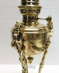 Superbe petite LAMPE à PETROLE époque empire anthropomorphe bronze laiton XIXème
