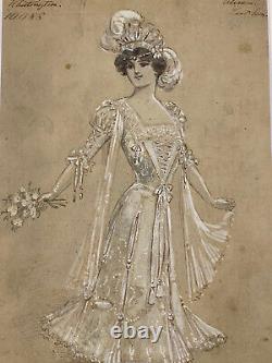 Superbe tableau portrait XIXème jeune femme elegante Belle Epoque