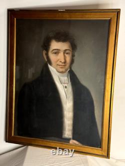 TABLEAU PORTRAIT AU PASTEL ÉPOQUE DÉBUT XIXème SIGNÉ MOUTON 1829 DESSIN