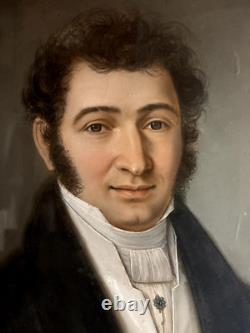 TABLEAU PORTRAIT AU PASTEL ÉPOQUE DÉBUT XIXème SIGNÉ MOUTON 1829 DESSIN