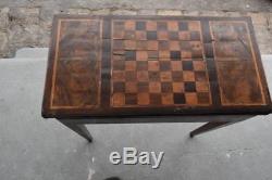 Table à jeu d'échecs marquetée d'époque début XIXème