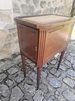 Table commode chiffonnière époque Louis XVI estampillée J. F Leleu en acajou 18e