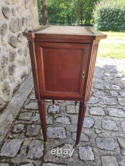Table commode chiffonnière époque Louis XVI estampillée J. F Leleu en acajou 18e