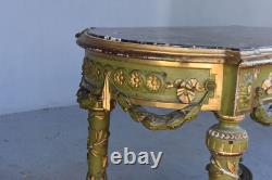 Table d'appoint laquée verte et dorée époque XIXème
