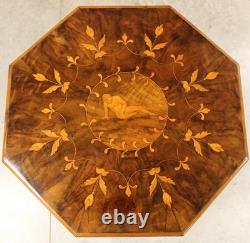 Table d'époque Charles X en noyer et marqueterie Italie 19ème siècle