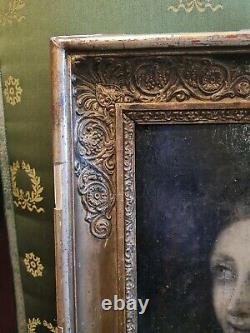 Tableau Ancien, portrait de femme, huile sur panneau époque XIX ème s