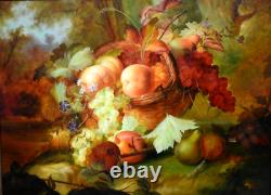 Tableau Huile Nature morte aux fruits Signé François style XIXème époque XXème