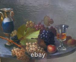 Tableau Nature Morte aux Raisins Epoque Charles X Huile/Toile du XIXème siècle