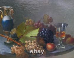 Tableau Nature Morte aux Raisins Epoque Charles X Huile/Toile du XIXème siècle